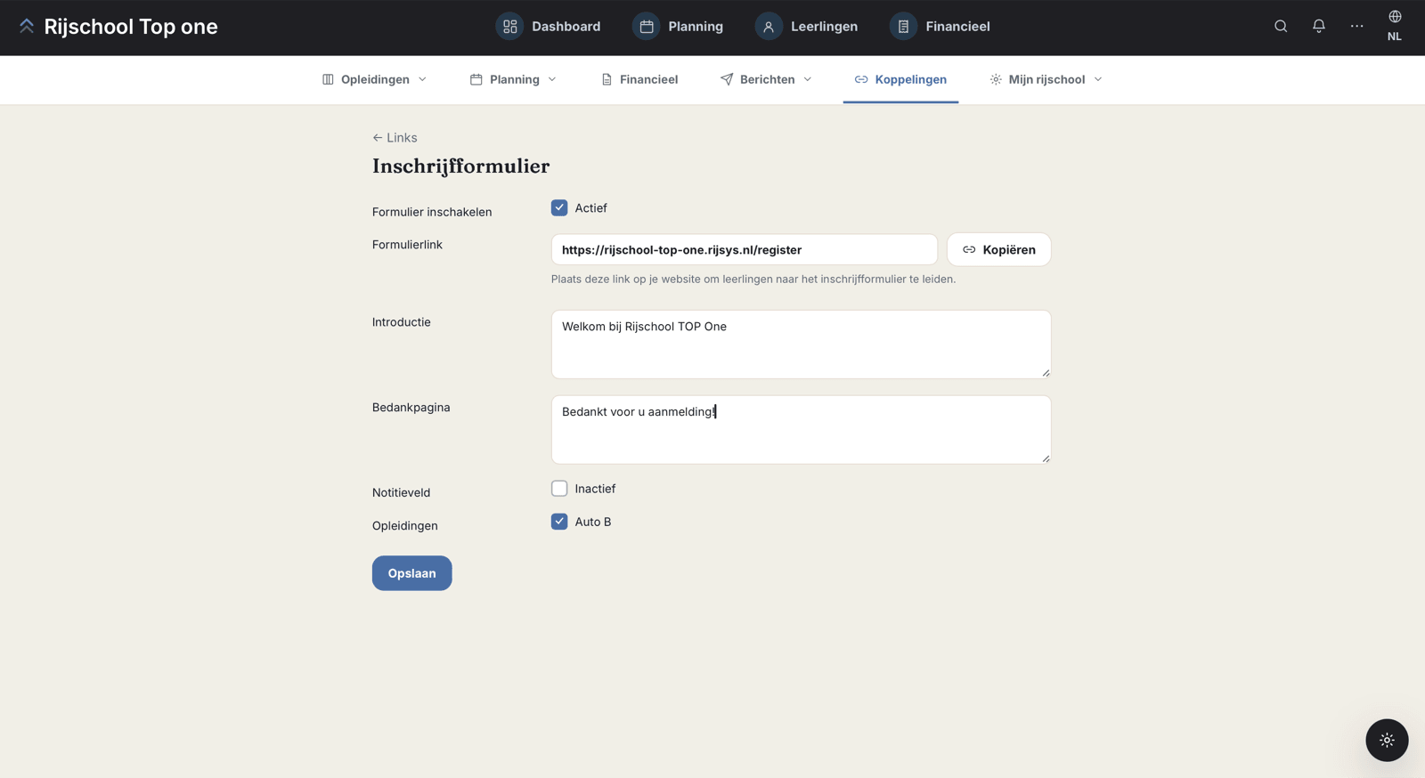 Website + Online inschrijven